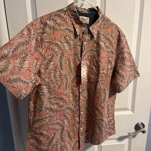 Men's Pink Leaf Print Shirt